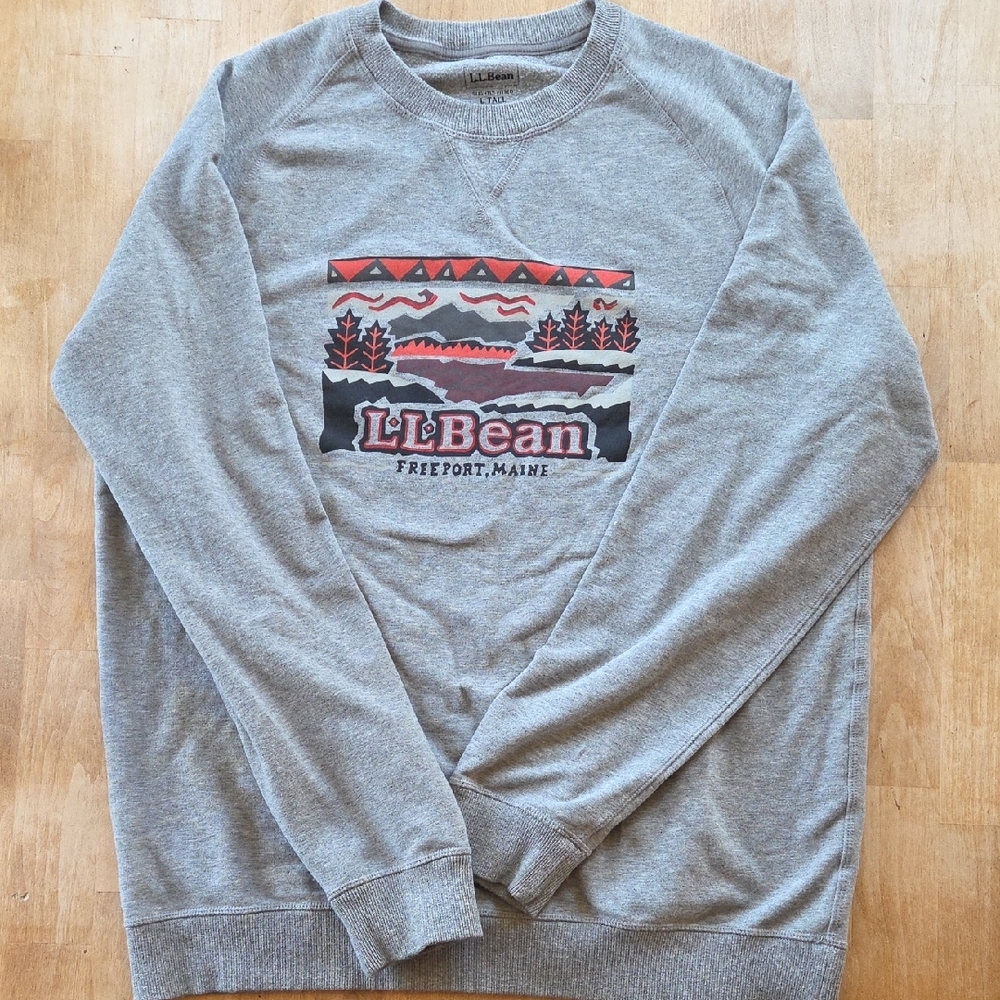 L.L. Bean Gray Crewneck Sweater with Ribbed Cuffs